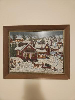 Snowy Houses Needle Point Picture