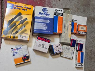 Lot of Vintage Auto Parts – Spark Plug Wires, Fuel Pump, Caliper Kit, Distributor Caps & More Many marked for 260 Z