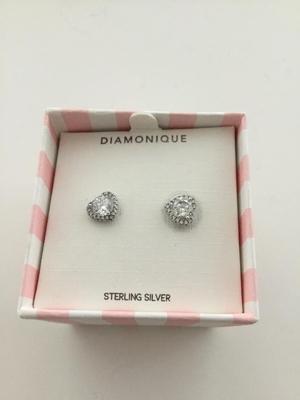 Diamondique Sterling silver heart stud earrings