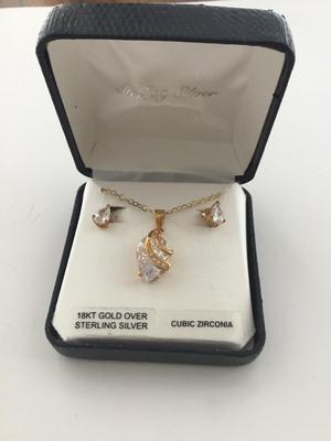 18kt gold over sterling silver necklace and earrings
