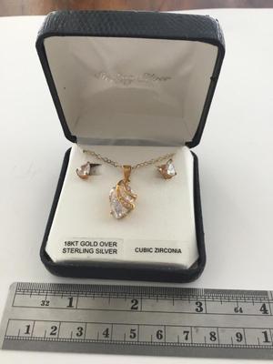 18kt gold over sterling silver necklace and earrings