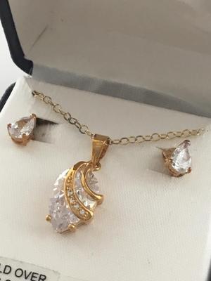 18kt gold over sterling silver necklace and earrings