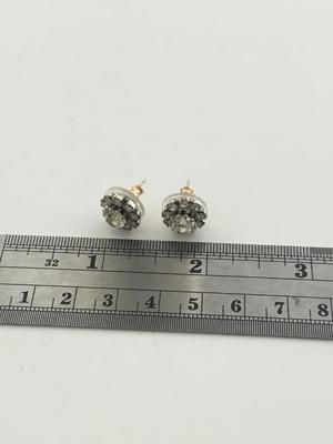 Unmarked stud flower rhinestone earrings