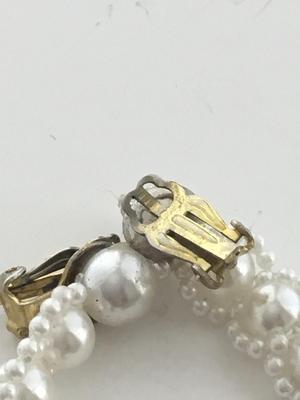 Japan marked vintage white clip on earrings