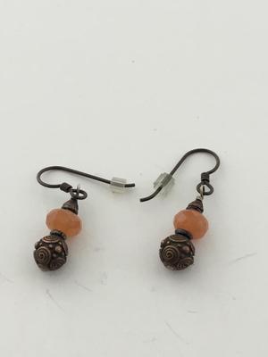 Brown and orange dangle earrings