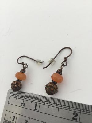 Brown and orange dangle earrings