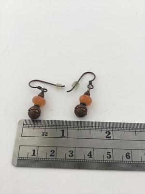 Brown and orange dangle earrings