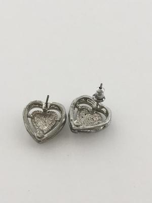 Unmarked silver tone heart stud earrings