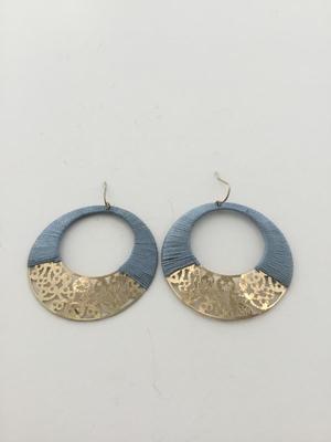 Gold tone blue hoop earrings