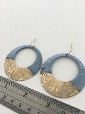 Gold tone blue hoop earrings
