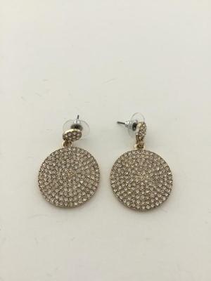 Gold tone round rhinestone earrings