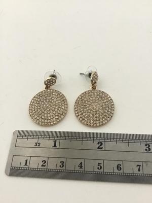 Gold tone round rhinestone earrings