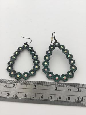 Blue statement flower dangle earrings
