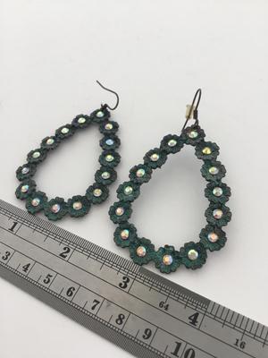 Blue statement flower dangle earrings