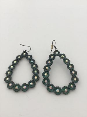 Blue statement flower dangle earrings