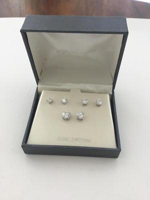 Sterling silver cubic zirconia stud earrings
