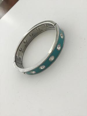 Silver tone light blue bangle bracelet