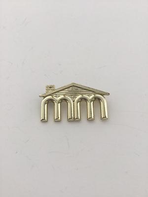 Gold tone MM roof brooch vintage