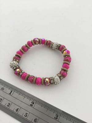 Pink beaded stretchy fashion bracelet