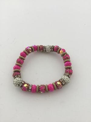 Pink beaded stretchy fashion bracelet
