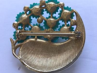 Vintage Floral Turquoise Flower Tone Basket Brooch