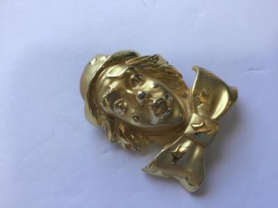 Gold Tone Clown Brooch
