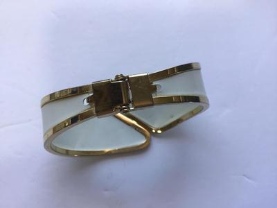 Gold And White Hinged Cuff Metal