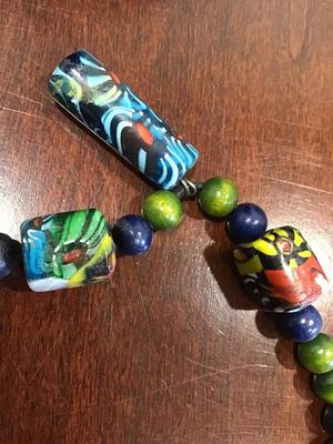 Glass and wood Boho necklace