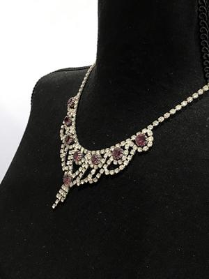 Purple and Clear Rhinestone Necklace