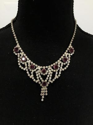 Purple and Clear Rhinestone Necklace