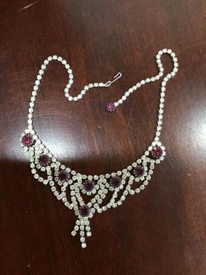 Purple and Clear Rhinestone Necklace
