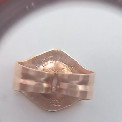 LOT 313: Gold-Tone Post Earrings with One 585/14K Back and One 14K Back