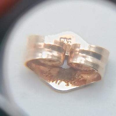 LOT 313: Gold-Tone Post Earrings with One 585/14K Back and One 14K Back