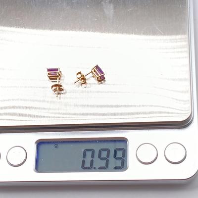 LOT 313: Gold-Tone Post Earrings with One 585/14K Back and One 14K Back