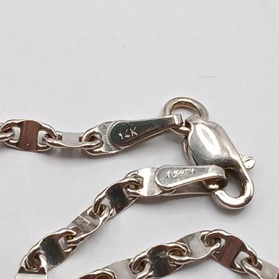 LOT 311: White Gold Stamped AU Ankle Bracelet 14KT, 9.5", TW 3.g