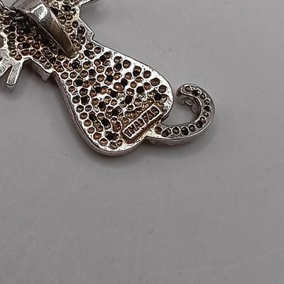 LOT 309: Silver-Tone Cat and Spider Rhinestone Necklaces