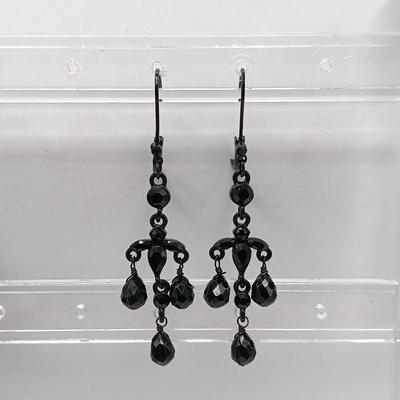 LOT 306: Vintage Multi-Strand Silver-Tone Chain Necklace and Earrings with 2028 Brand Black Bead Necklace and Earrings