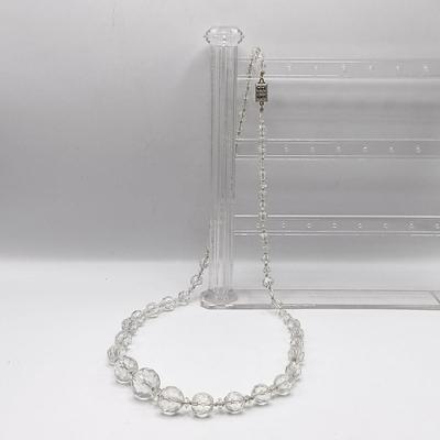 LOT 305: Sterling Silver and Rhinestone Bracelet, Clear Glass Bead Necklace with Sterling Clasp, Aurora Borealis Glass Bead Necklace...