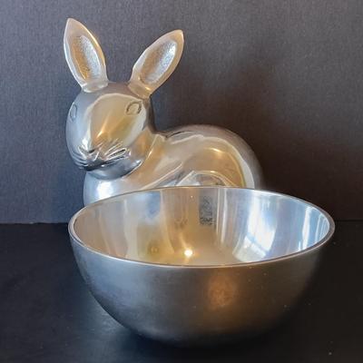 LOT 266: Easter Collection - TY Beanie Babies, Tree with Ornaments, Hand Blown Glass Ball, Metal Rabbit Dish & More
