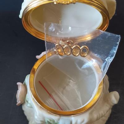 LOT 266: Easter Collection - TY Beanie Babies, Tree with Ornaments, Hand Blown Glass Ball, Metal Rabbit Dish & More
