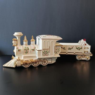 LOT 263: Lenox Holiday Junction Train Engine and Wagon with Ornament