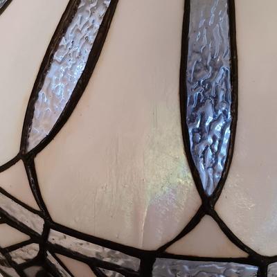 LOT 248: Tiffany-Style Stained Glass Lamp with Resin Base