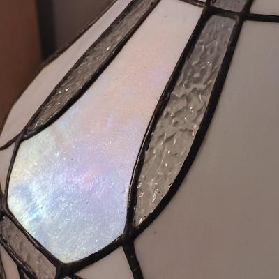 LOT 248: Tiffany-Style Stained Glass Lamp with Resin Base