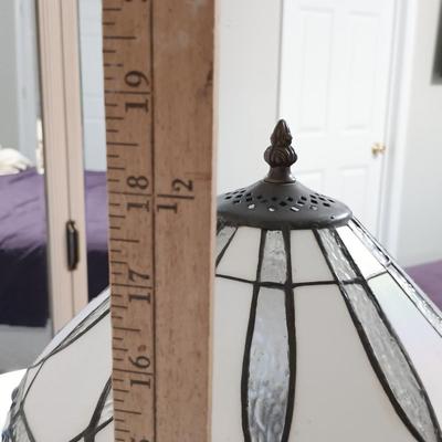 LOT 248: Tiffany-Style Stained Glass Lamp with Resin Base