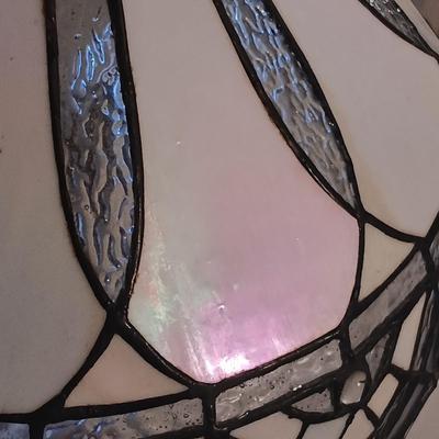 LOT 248: Tiffany-Style Stained Glass Lamp with Resin Base