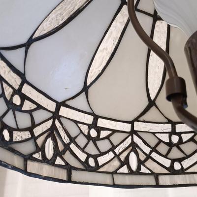 LOT 248: Tiffany-Style Stained Glass Lamp with Resin Base