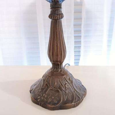 LOT 248: Tiffany-Style Stained Glass Lamp with Resin Base