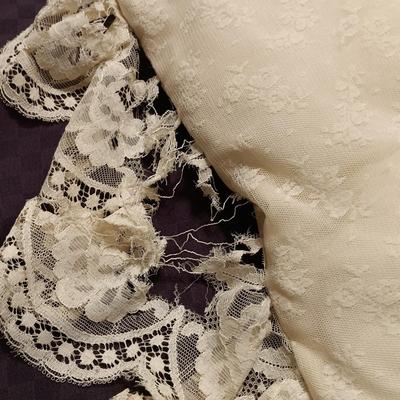 LOT 249: Antique Christening Gown and Pillow & Crocheted Blanket