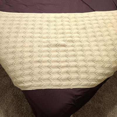 LOT 249: Antique Christening Gown and Pillow & Crocheted Blanket