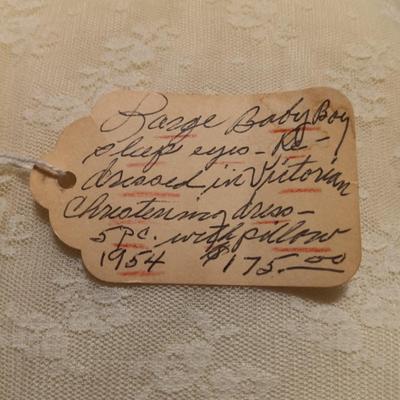 LOT 249: Antique Christening Gown and Pillow & Crocheted Blanket